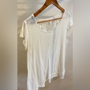 Chic White Lace Accent Women's Top